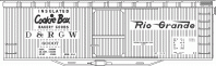 HO-54-15 D&RGW (Cookie Box) 40' Steel Underframe Box Car